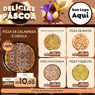 Modelo de Rede Social para Feed Facebook com o tema Delícias de Páscoa para Pizzaria