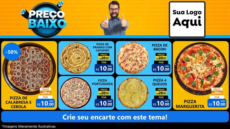Modelo de TV para TV Horizontal com o tema Preço Baixo para Pizzaria