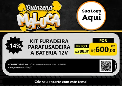 Modelo de Cartaz para Cartaz A4 Horizontal com o tema Quinzena Maluca para Maquinas e Ferramentas