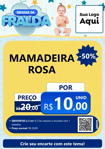 Modelo de Cartaz para Cartaz A4 Vertical com o tema Semana da Fralda para Bebês