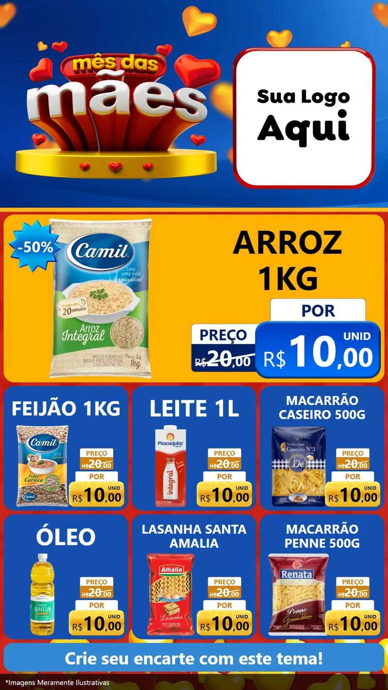 Modelo de Rede Social para Stories com o tema Mês das Mães para Supermercado