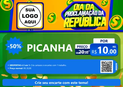 Modelo de Cartaz para Cartaz A4 Horizontal com o tema Dia Da Proclamação da República para Açougue