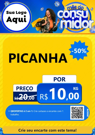 Modelo de Cartaz para Cartaz A4 Vertical com o tema Mês do Consumidor para Açougue
