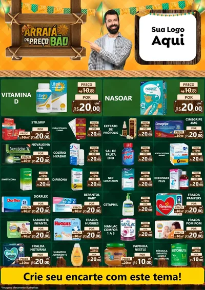 Modelo de Encarte para Encarte A4 Vertical com o tema Arraiá do preço bão para Farmácia