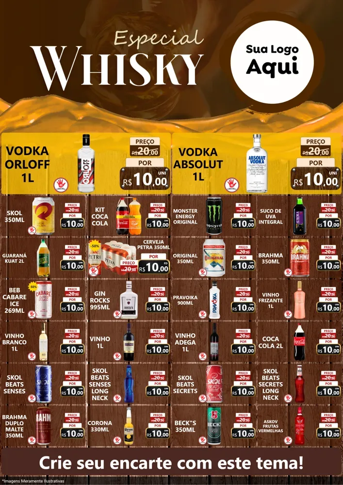 Modelo de Encarte para Encarte A4 Vertical com o tema Especial Whisky para Distribuidora de bebidas