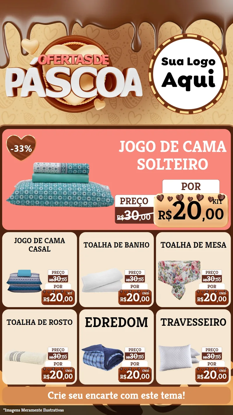 Modelo de Rede Social para Stories com o tema Ofertas de Páscoa para Cama, Mesa e Banho