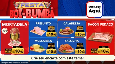 Modelo de TV para TV Horizontal com o tema Festa Boi Bumbá para Frios e Laticínios