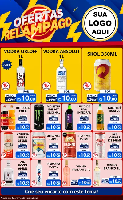 Modelo de Encarte para Encarte Grande com o tema Ofertas Relâmpago para Distribuidora de bebidas