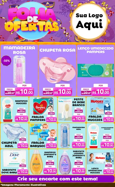 Modelo de Encarte para Encarte Grande com o tema Folia de Ofertas para Bebês