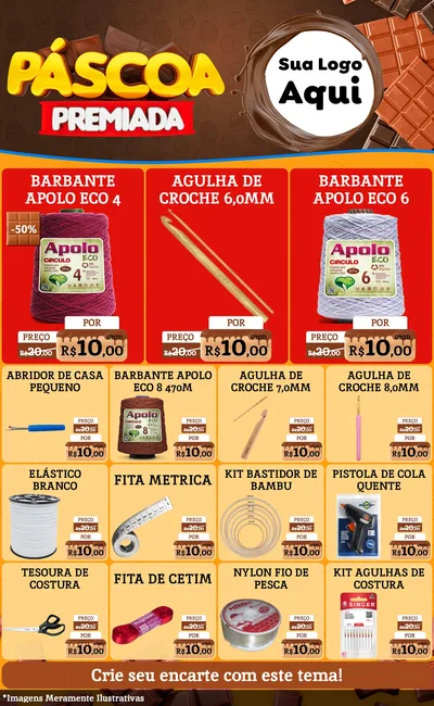 Modelo de Encarte para Encarte Grande com o tema Páscoa Premiada para Armarinho e Aviamentos