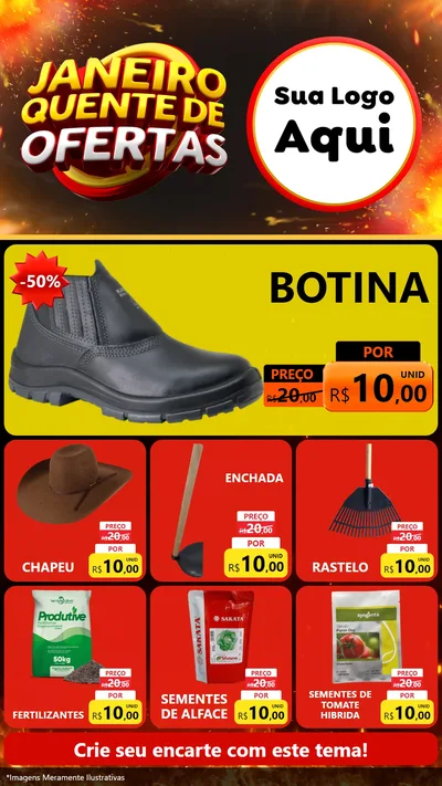 Modelo de Rede Social para Stories com o tema Janeiro Quente de Ofertas para Agropecuária
