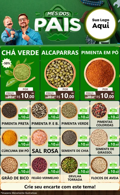 Modelo de Encarte para Encarte Grande com o tema Mês dos Pais para Produtos Naturais