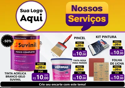 Modelo de Encarte para Encarte A4 Horizontal com o tema Nossos Serviços para Tintas e Ferramentas