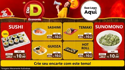 Modelo de TV para TV Horizontal com o tema Dia D Economia para Comida japonesa
