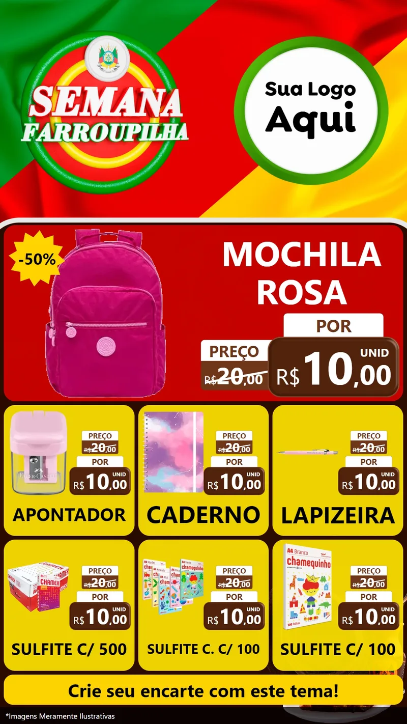 Modelo de Rede Social para Stories com o tema Semana Farroupilha para Papelaria
