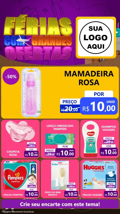 Modelo de Rede Social para Stories com o tema Férias com Grandes Ofertas para Bebês