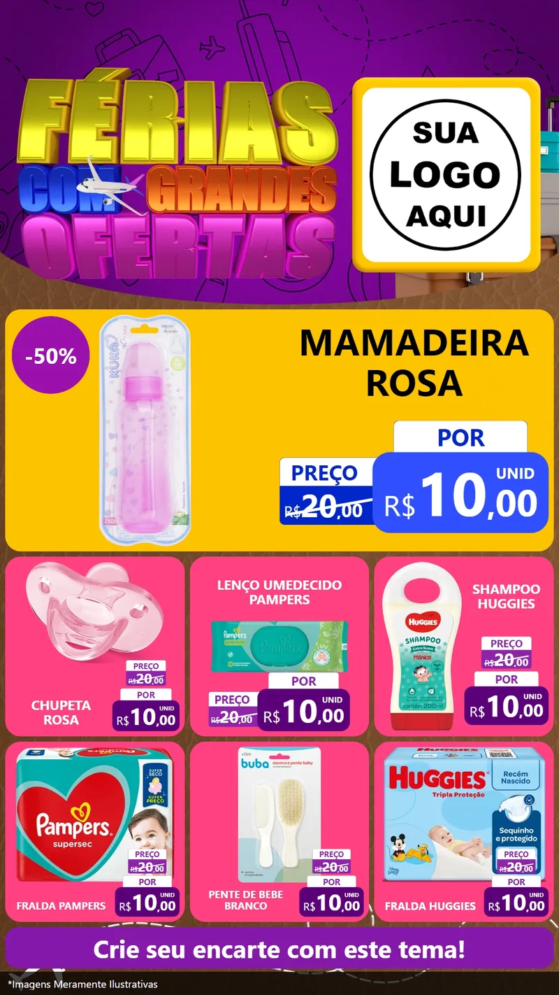 Modelo de Rede Social para Stories com o tema Férias com Grandes Ofertas para Bebês