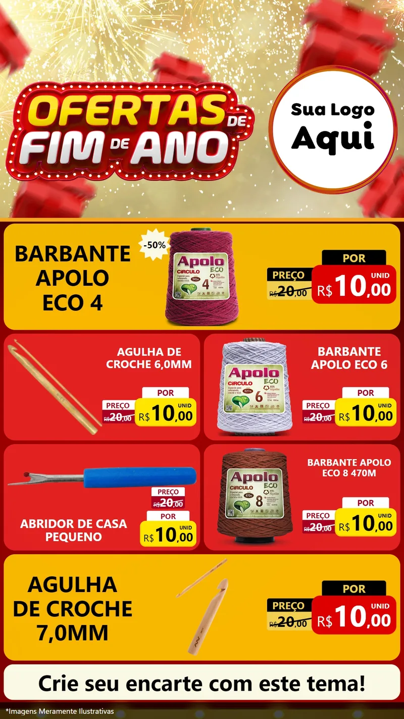 Modelo de TV para TV Vertical com o tema Ofertas de Fim de Ano para Armarinho e Aviamentos