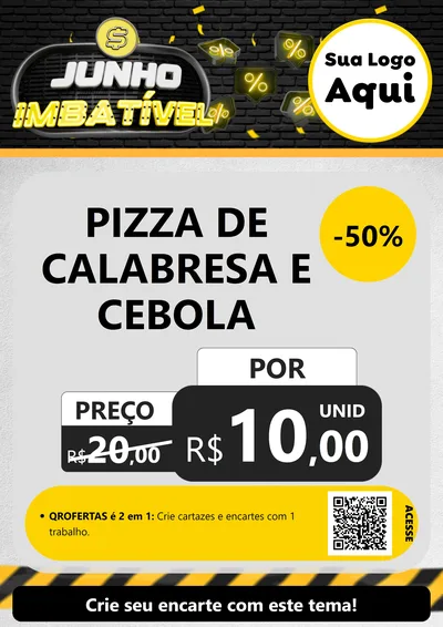 Modelo de Cartaz para Cartaz A4 Vertical com o tema Junho Imbatível para Pizzaria