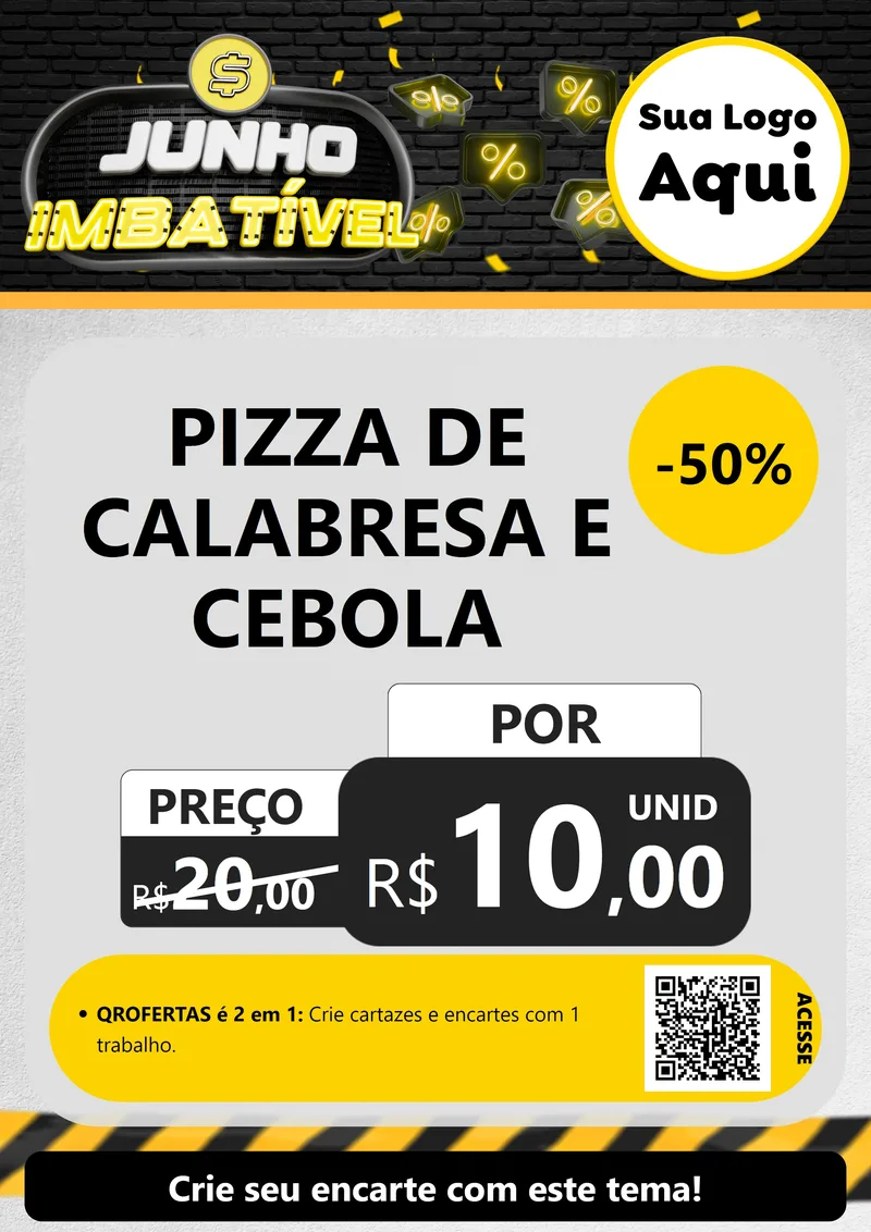 Modelo de Cartaz para Cartaz A4 Vertical com o tema Junho Imbatível para Pizzaria