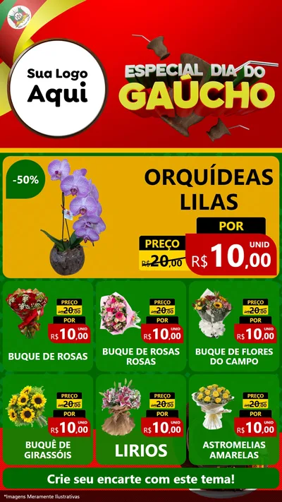 Modelo de Rede Social para Stories com o tema Especial Dia do Gaúcho para Floricultura e jardim