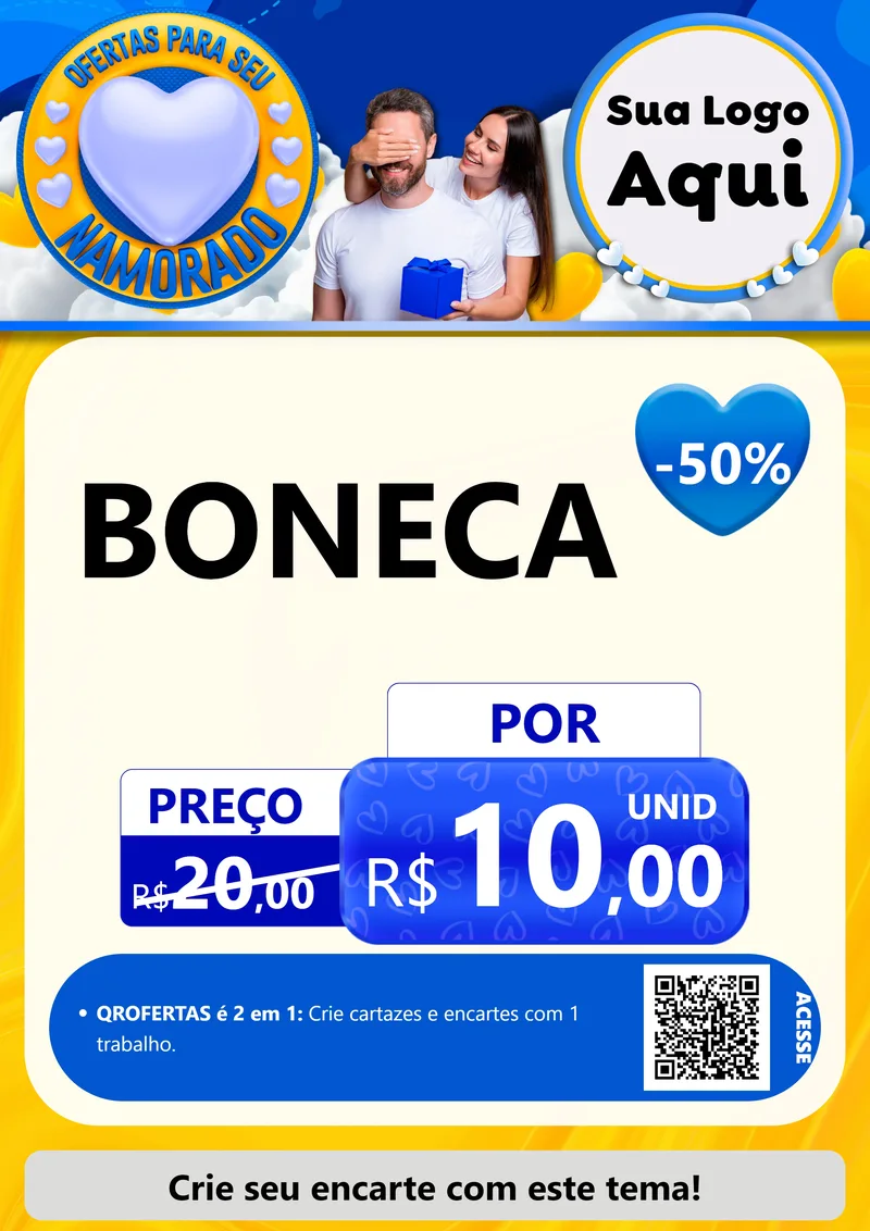 Modelo de Cartaz para Cartaz A4 Vertical com o tema Ofertas Para Seu Namorado para Brinquedos