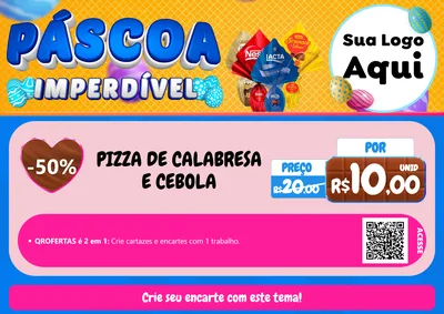 Modelo de Cartaz para Cartaz A4 Horizontal com o tema Páscoa Imperdível para Pizzaria