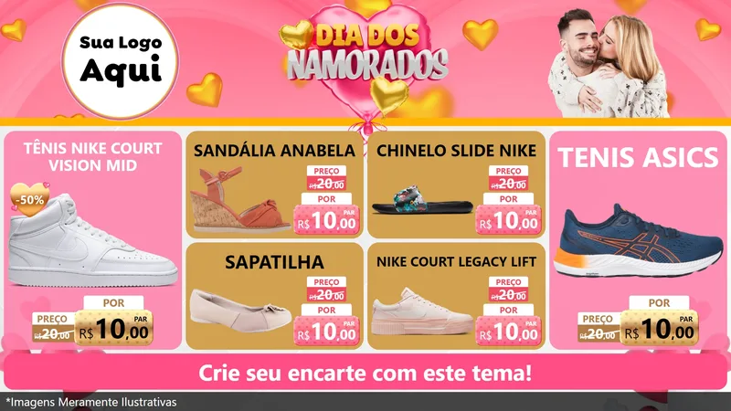 Modelo de TV para TV Horizontal com o tema Dia dos Namorados para Calçados