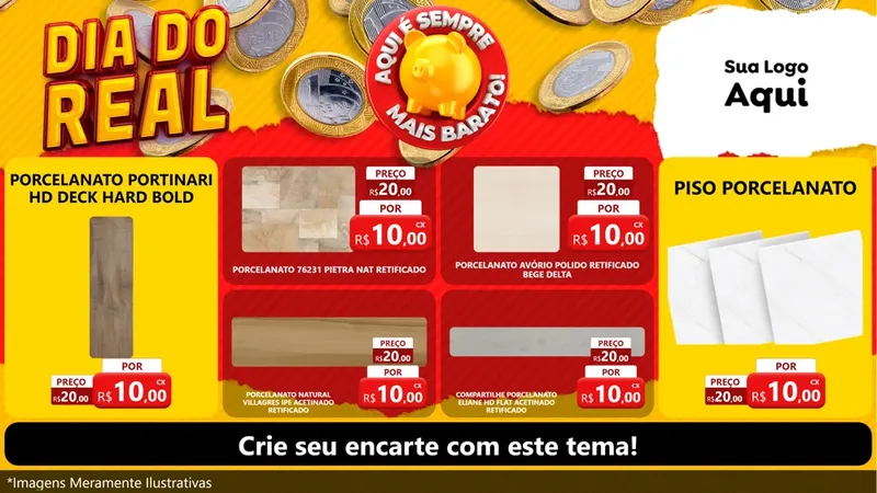 Modelo de TV para TV Horizontal com o tema Dia Do Real para Pisos e revestimentos