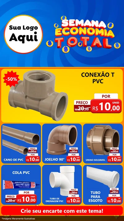 Modelo de Rede Social para Stories com o tema Semana Economia Total para Tubos e conexões