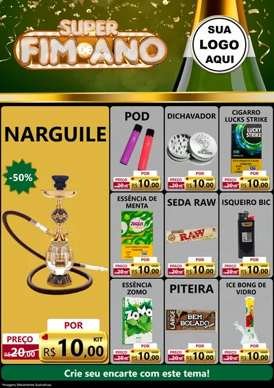 Modelo de Encarte para Encarte A4 Vertical com o tema Super Fim de Ano para Tabacaria