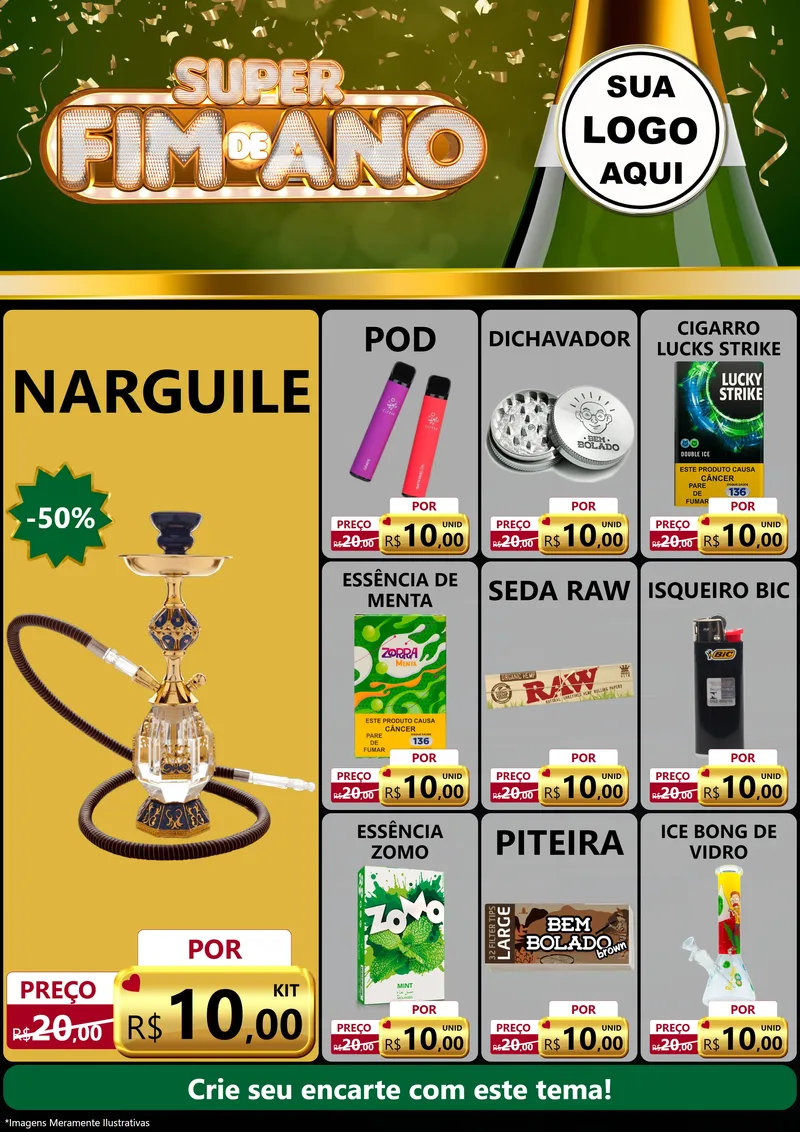 Modelo de Encarte para Encarte A4 Vertical com o tema Super Fim de Ano para Tabacaria