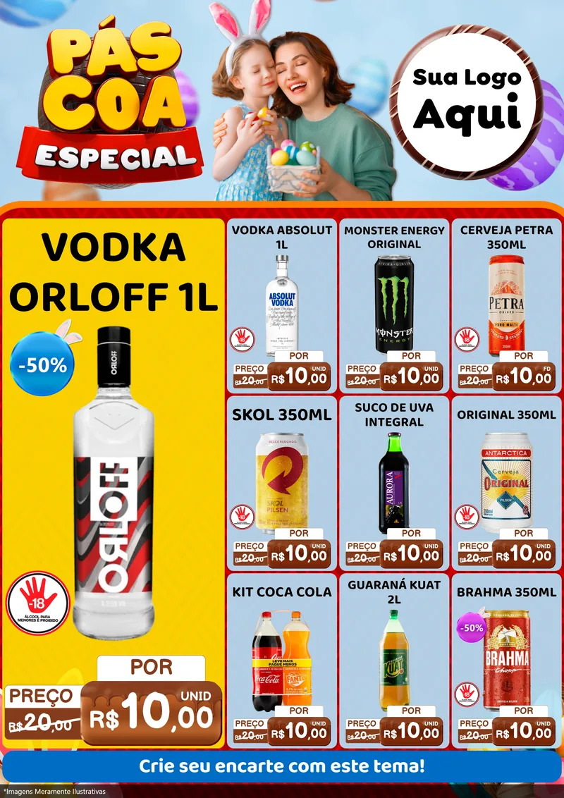 Modelo de Encarte para Encarte A4 Vertical com o tema Páscoa Especial para Distribuidora de bebidas