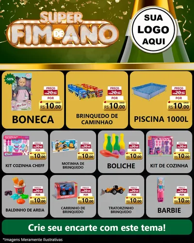 Modelo de Rede Social para Feed Instagram com o tema Super Fim de Ano para Brinquedos