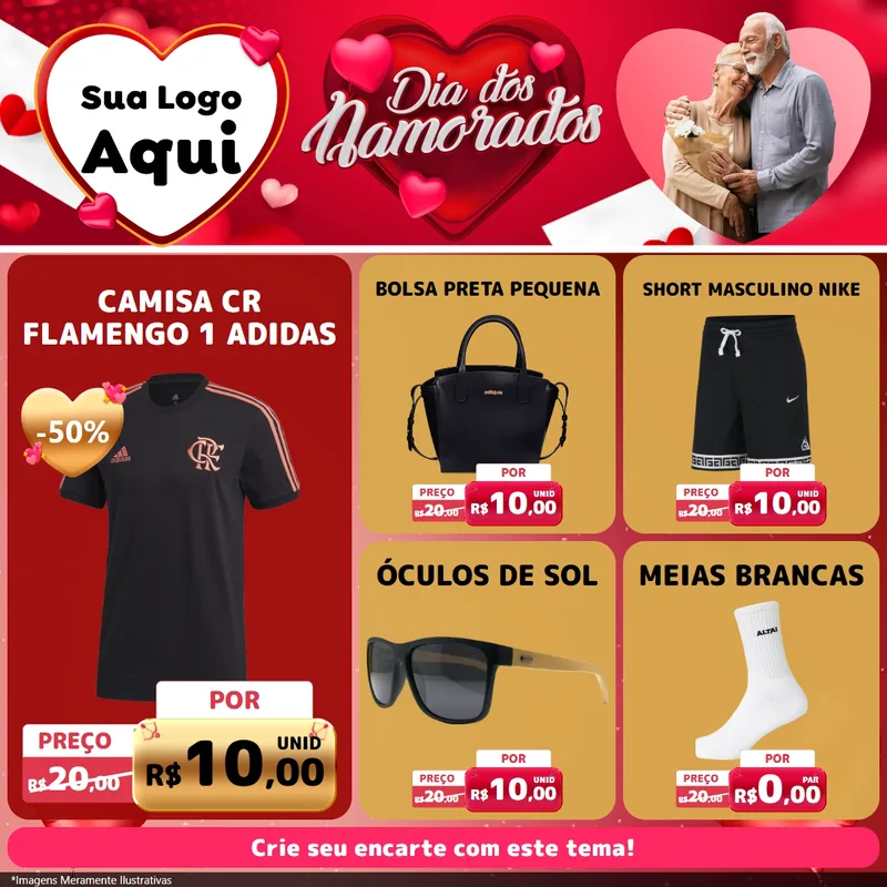 Modelo de Rede Social para Feed Facebook com o tema Dia Dos Namorados para Roupas e acessórios