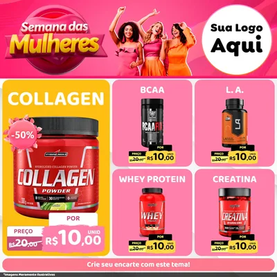 Modelo de Rede Social para Feed Facebook com o tema Semana das Mulheres para Suplementos alimentares