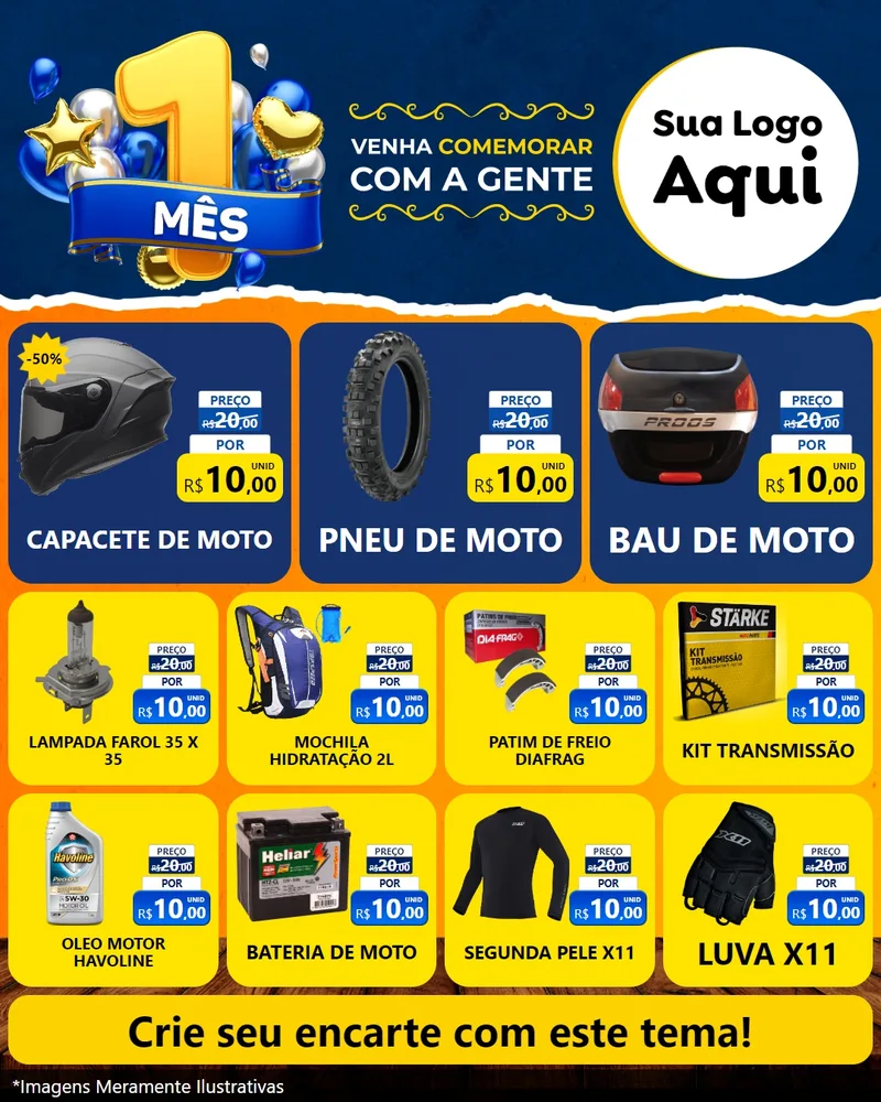 Modelo de Rede Social para Feed Instagram com o tema Um Mês de Aniversário para Moto peças