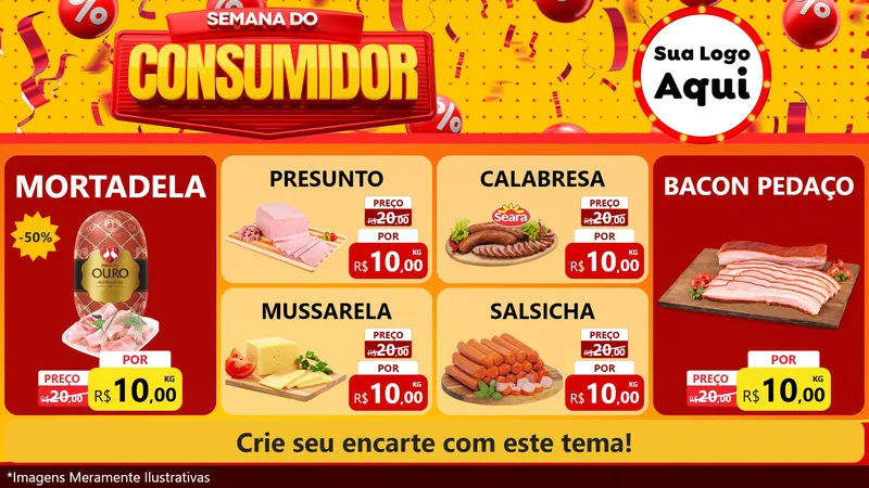Modelo de TV para TV Horizontal com o tema Semana do Consumidor para Frios e Laticínios
