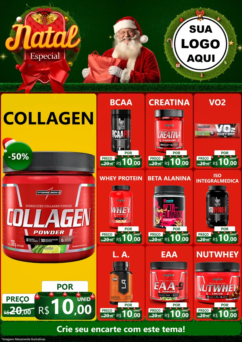 Modelo de Encarte para Encarte A4 Vertical com o tema Natal Especial para Suplementos alimentares