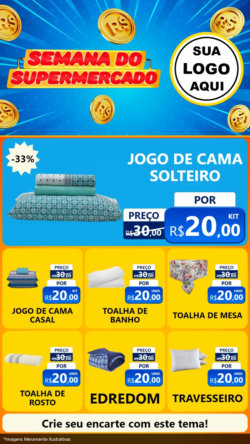 Modelo de Rede Social para Stories com o tema Semana do Supermercado para Cama, Mesa e Banho