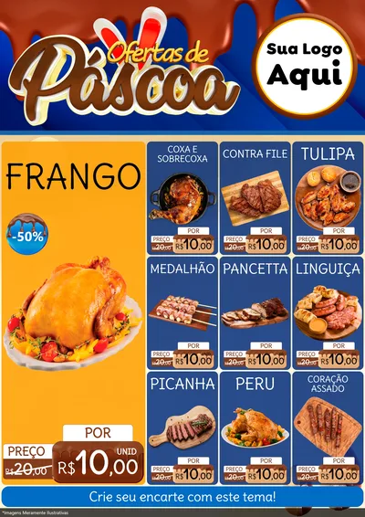 Modelo de Encarte para Encarte A4 Vertical com o tema Ofertas de Páscoa para Assados