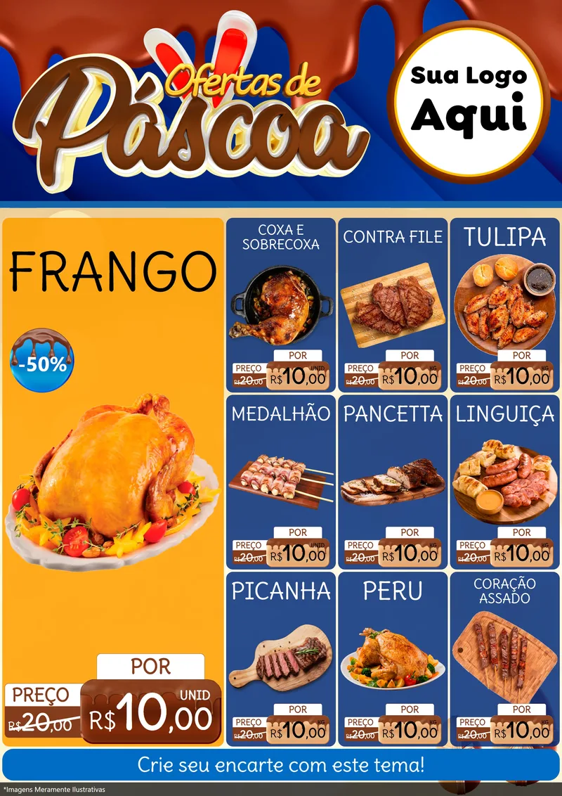Modelo de Encarte para Encarte A4 Vertical com o tema Ofertas de Páscoa para Assados