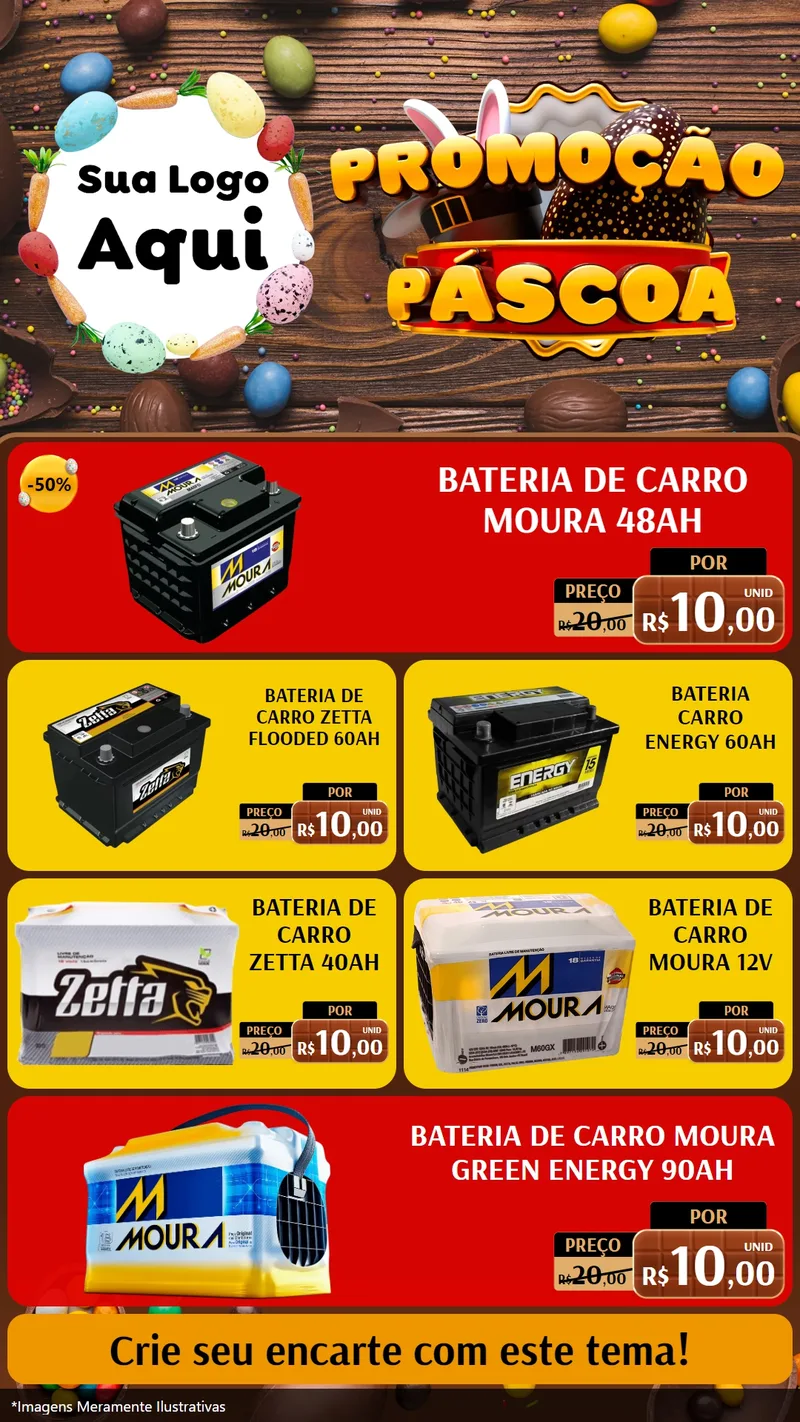 Modelo de TV para TV Vertical com o tema Promoção Páscoa para Baterias Elétricas