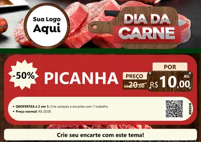 Modelo de Cartaz para Cartaz A4 Horizontal com o tema Dia da Carne para Açougue
