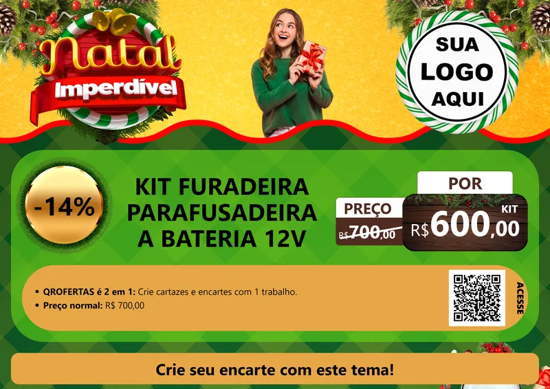 Modelo de Cartaz para Cartaz A4 Horizontal com o tema Natal Imperdível para Maquinas e Ferramentas