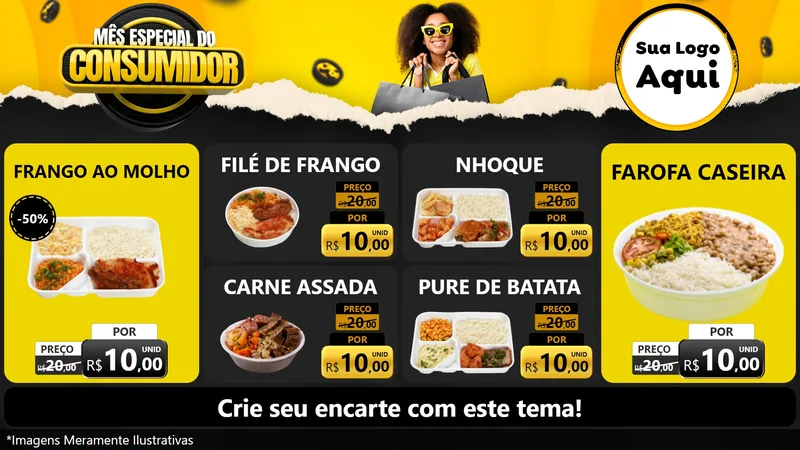 Modelo de TV para TV Horizontal com o tema Mês Especial do Consumidor para Restaurante
