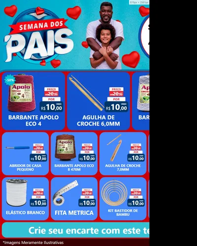 Modelo de Rede Social para Feed Instagram com o tema Semana Dos Pais para Armarinho e Aviamentos