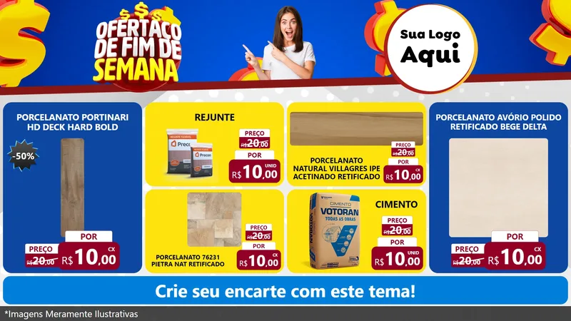 Modelo de TV para TV Horizontal com o tema Ofertaço de Fim de Semana para Pisos e revestimentos