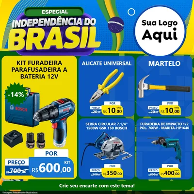 Modelo de Rede Social para Feed Facebook com o tema Especial Independência do Brasil para Maquinas e Ferramentas