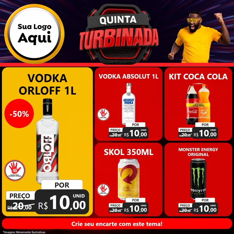 Modelo de Rede Social para Feed Facebook com o tema Quinta Turbinada para Distribuidora de bebidas
